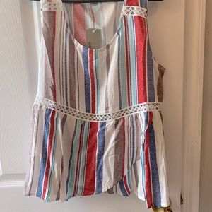NWT striped peplum style tank top